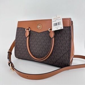 Michael Kors Everly Medium Satchel Crossbody Bag Brown Acorn Designer Purse
